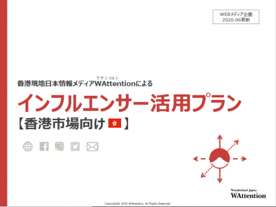 現地日本情報メディア WAttention の「香港向けインフルエンサープラン」の媒体資料